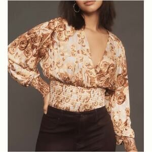 Anthropologie Tiny Valentina Long Sleeve Printed Surplice Top Size 3X Plus NWT